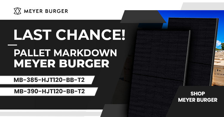 Last Chance! Pallet Markdown. Meyer Burger Solar Panels.